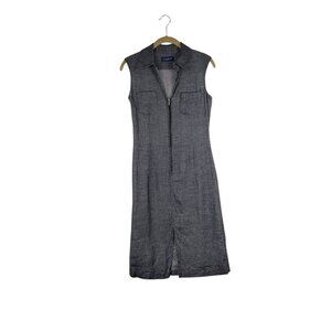 Piazza Sempione Shirt Dress Sleeveless Gray Linen Blend Half Zip Polo Size 40